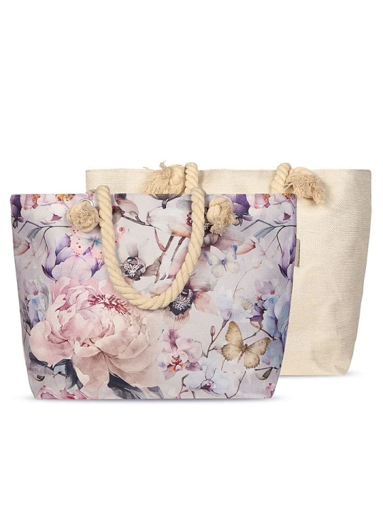 Zdjęcie produktu Hip Torba plażowa "Colinda" w kolorze jasnoróżowo-fioletowym - 60 x 43 cm rozmiar: 43x60 cm