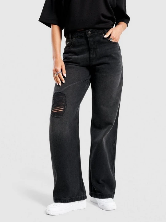 Zdjęcie produktu Hoodrich Spodnie Wide Leg Jeans Script Applique czarny