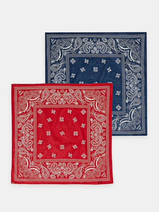 Zdjęcie produktu HUGO apaszka męska bawełniana 2Bandana_pack_M niebieski