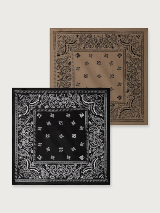 Zdjęcie produktu HUGO apaszka męska bawełniana 2Bandana_pack_M beżowy