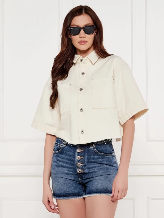 Zdjęcie produktu Hugo Blue Jeansowa koszula Getecna_B | Cropped Fit ecru