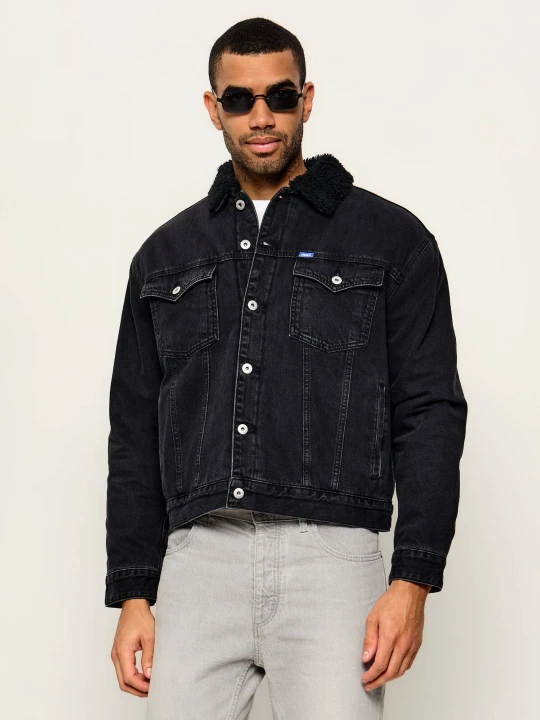 Zdjęcie produktu Hugo Blue Kurtka jeansowa Dex / 1 | Regular Fit | shearling czarny
