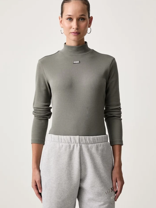 Zdjęcie produktu HUGO Blue longsleeve damski bawełniany z elastanem Easy Longsleeve_B zielony