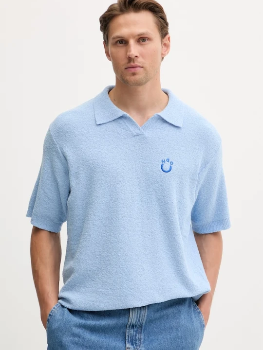 Zdjęcie produktu HUGO Blue polo swetrowe męskie z bawełny Sorinou