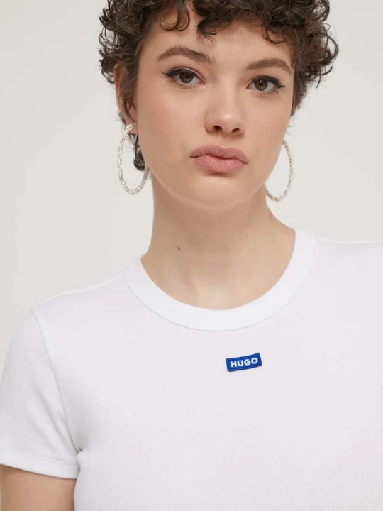 Zdjęcie produktu HUGO Blue T-shirt damski bawełniany z elastanem Baby Tee_B biały