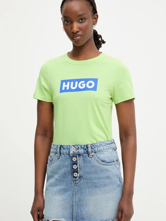 Zdjęcie produktu HUGO Blue T-shirt basic damski bawełniany Classic Tee_B zielony