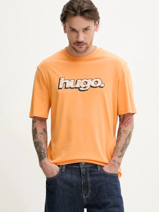 Zdjęcie produktu Hugo Blue t-shirt bawełniany pomarańczowy