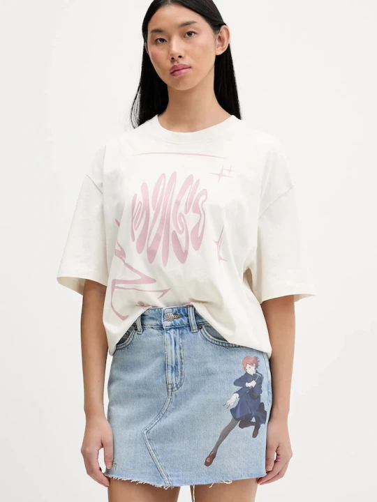 Zdjęcie produktu Hugo Blue t-shirt bawełniany Oversized_Tee_B_8 beżowy