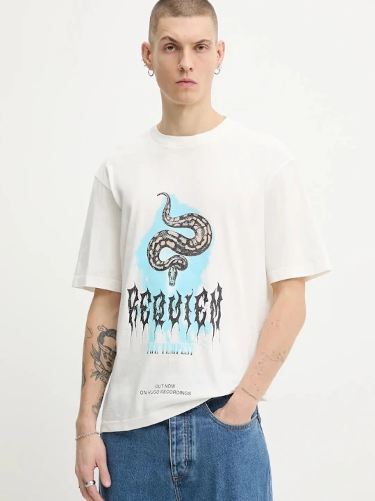 Zdjęcie produktu Hugo Blue t-shirt bawełniany Noctornix beżowy