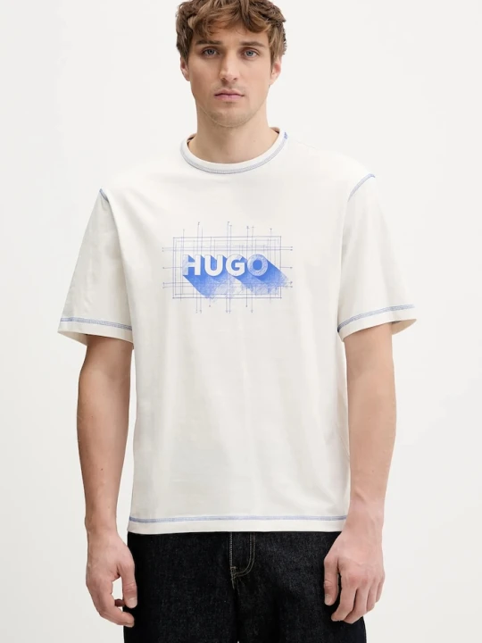 Zdjęcie produktu Hugo Blue t-shirt bawełniany Nothal beżowy
