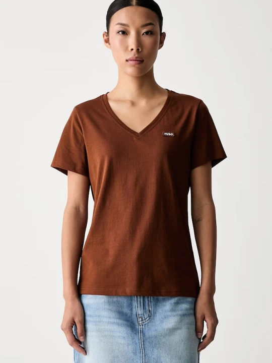 Zdjęcie produktu HUGO Blue T-shirt damski bawełniany Classic V_B brązowy