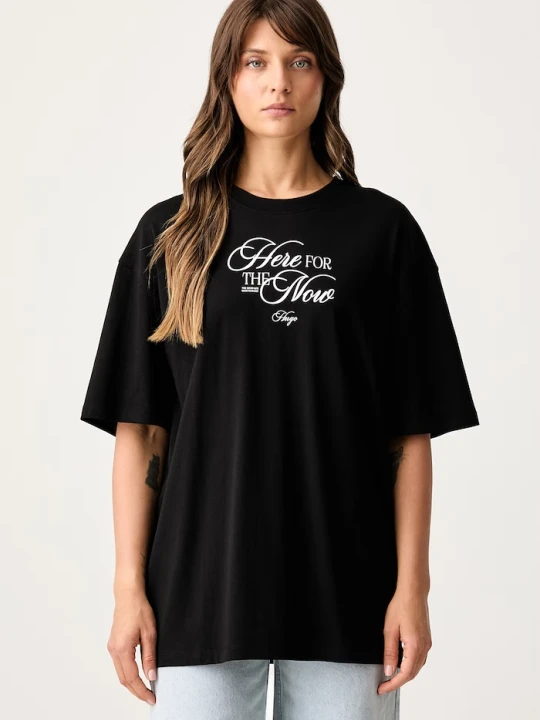 Zdjęcie produktu HUGO Blue T-shirt damski bawełniany Oversized Tee_B_15 czarny