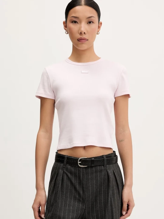 Zdjęcie produktu HUGO Blue T-shirt damski bawełniany z elastanem Baby Tee_B różowy