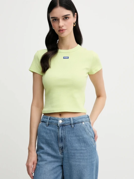 Zdjęcie produktu HUGO Blue T-shirt damski bawełniany z elastanem Baby Tee_B zielony