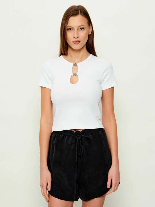 Zdjęcie produktu Hugo Blue T-shirt Diheart_B | Cropped Fit biały