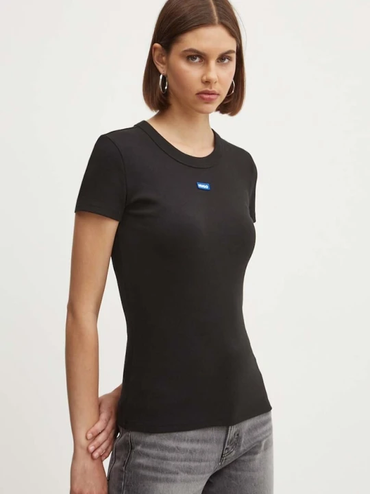 Zdjęcie produktu HUGO Blue T-shirt damski bawełniany z elastanem Easy Tee_B czarny