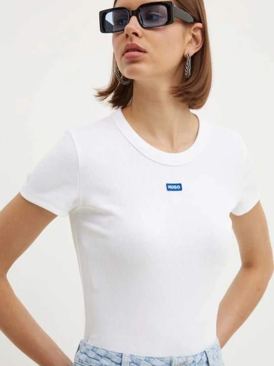 Zdjęcie produktu HUGO Blue T-shirt damski bawełniany z elastanem Easy Tee_B biały