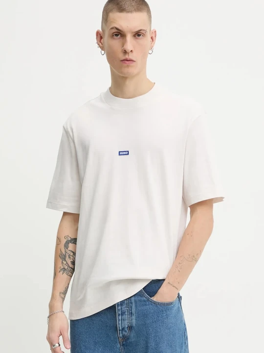 Zdjęcie produktu HUGO Blue T-shirt męski bawełniany Nieros beżowy