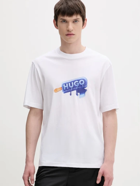 Zdjęcie produktu HUGO Blue t-shirt męski bawełniany Noglasy biały