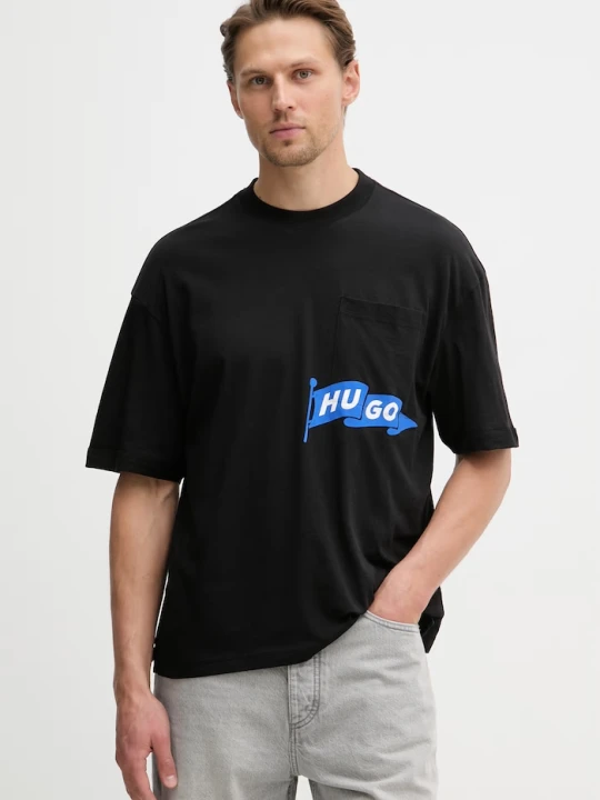Zdjęcie produktu HUGO Blue T-shirt męski bawełniany Nohacrop czarny