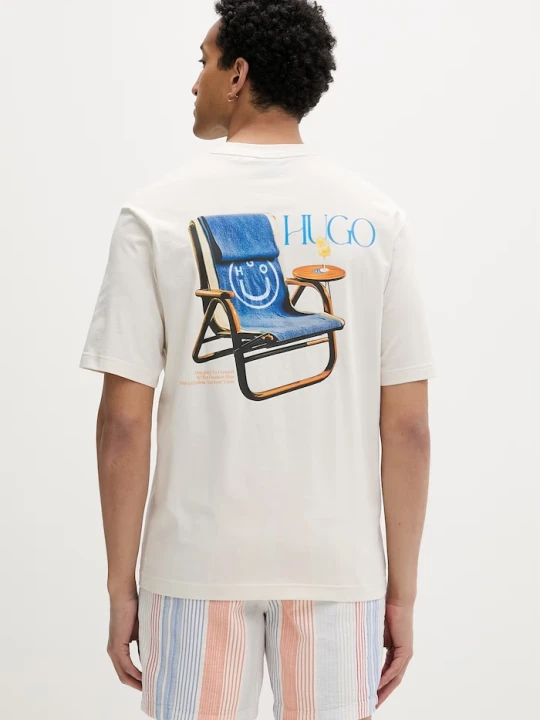 Zdjęcie produktu HUGO Blue T-shirt męski bawełniany Nulaxo beżowy