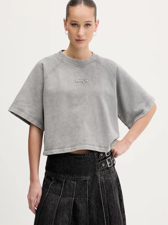 Zdjęcie produktu HUGO Blue t-shirt oversize damski bawełniany Dorlina_B_1 szary