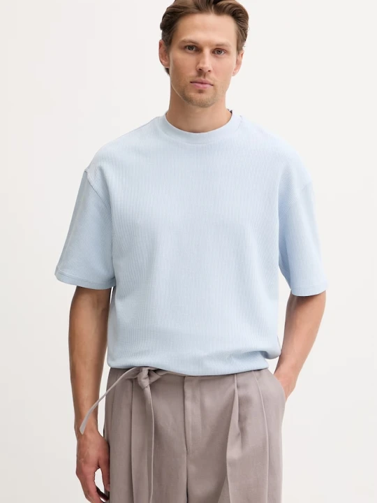 Zdjęcie produktu HUGO Blue T-shirt swetrowy męski z bawełną Nuwaffle