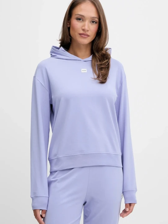Zdjęcie produktu HUGO bluza z kapturem damska z bawełną SIGNATURE_HOODIE fioletowy