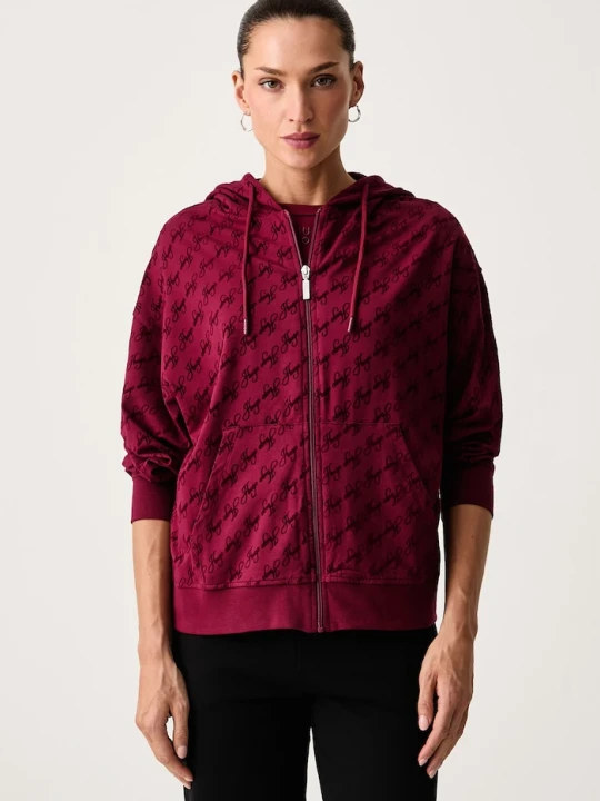 Zdjęcie produktu HUGO bluza lounge damska z bawełną FLOKKY_JACKET bordowy