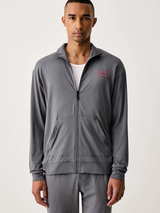 Zdjęcie produktu HUGO bluza lounge męska bawełniana z elastanem Laze Zip Jacket szary
