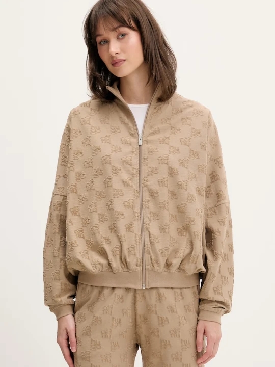 Zdjęcie produktu HUGO bluza lounge damska z bawełną TERRYMONOGRAM_JACKET beżowy