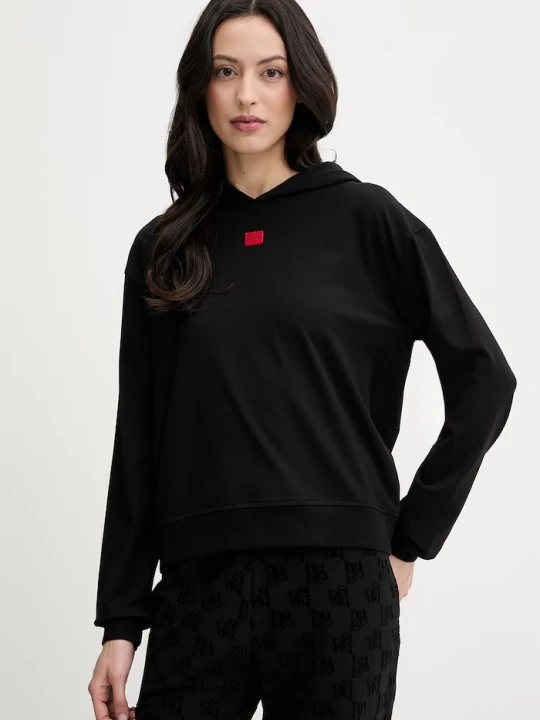 Zdjęcie produktu HUGO bluza z kapturem damska z bawełną SIGNATURE_HOODIE czarny