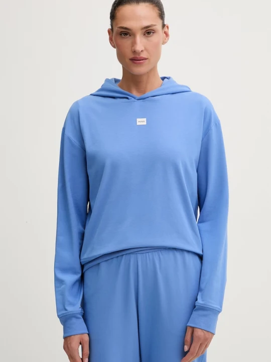 Zdjęcie produktu HUGO bluza z kapturem damska z bawełną SIGNATURE_HOODIE niebieski
