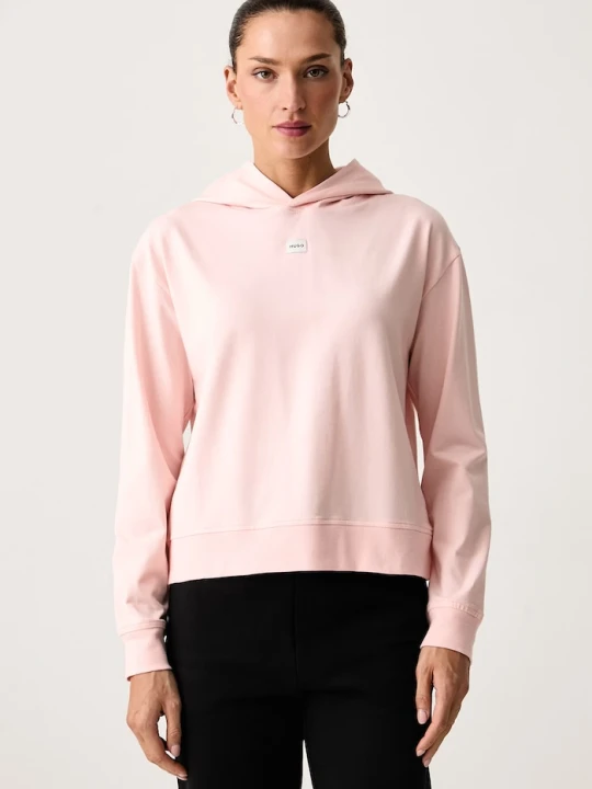 Zdjęcie produktu HUGO bluza z kapturem damska z bawełną SIGNATURE_HOODIE różowy
