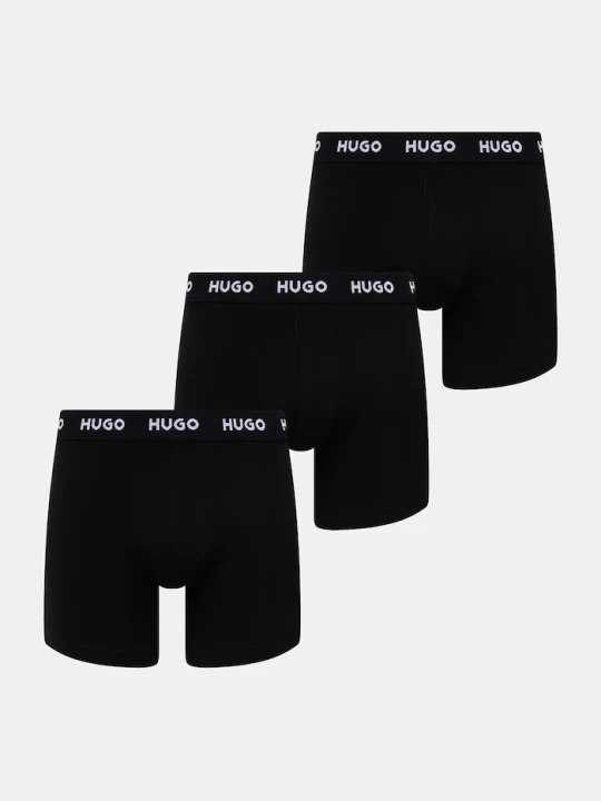 Zdjęcie produktu HUGO bokserki męskie bawełniane z elastanem BOXERBR TRIPLET PACK 3-pack czarny