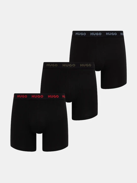 Zdjęcie produktu HUGO bokserki męskie bawełniane z elastanem BOXERBR TRIPLET PACK 3-pack czarny