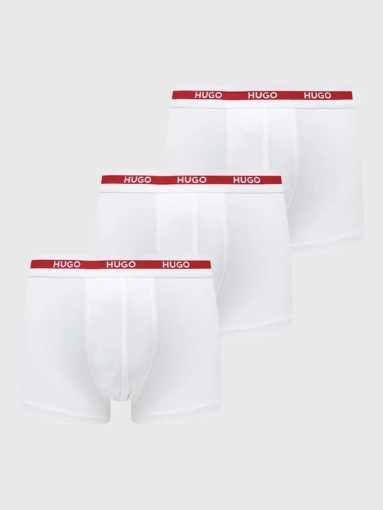Zdjęcie produktu HUGO bokserki dopasowane męskie bawełniane z elastanem TRIPLET PLANET 3-pack biały