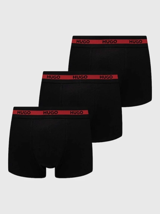 Zdjęcie produktu HUGO bokserki dopasowane męskie bawełniane z elastanem TRIPLET PLANET 3-pack czarny