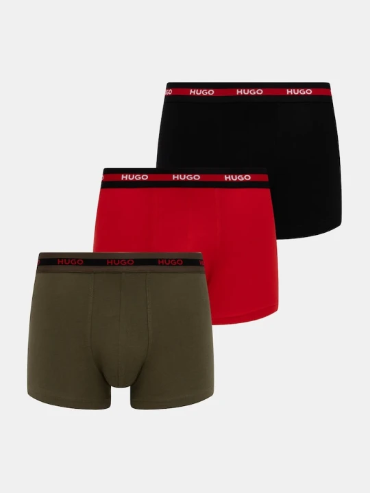 Zdjęcie produktu HUGO bokserki dopasowane męskie bawełniane z elastanem TRIPLET PLANET 3-pack czarny