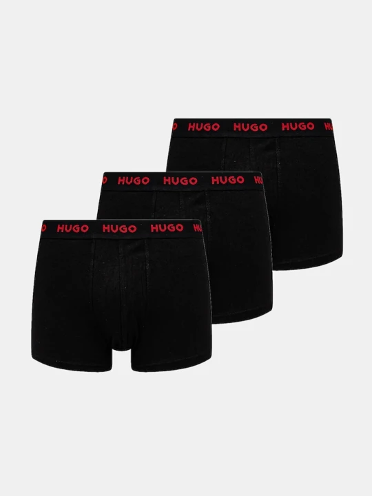 Zdjęcie produktu HUGO bokserki męskie bawełniane z elastanem TRUNK TRIPLET PACK 3-pack czarny