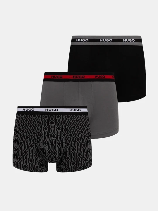 Zdjęcie produktu HUGO bokserki męskie z bawełną TRUNK TR PLANET DES 3-pack czarny