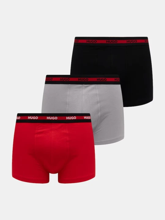 Zdjęcie produktu HUGO bokserki dopasowane męskie bawełniane z elastanem TRIPLET PLANET 3-pack czarny
