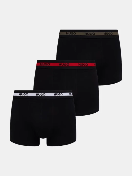 Zdjęcie produktu HUGO bokserki dopasowane męskie bawełniane z elastanem TRIPLET PLANET 3-pack czarny