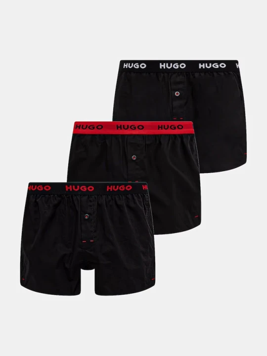 Zdjęcie produktu HUGO bokserki luźne męskie bawełniane WOVEN BOXER TRIPLET 3-pack czarny