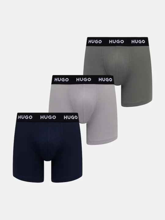Zdjęcie produktu HUGO bokserki męskie bawełniane z elastanem BOXERBR TRIPLET PACK 3-pack szary