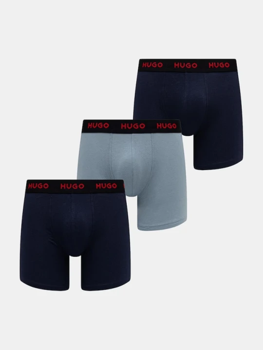 Zdjęcie produktu HUGO bokserki męskie bawełniane z elastanem BOXERBR TRIPLET PACK 3-pack czarny