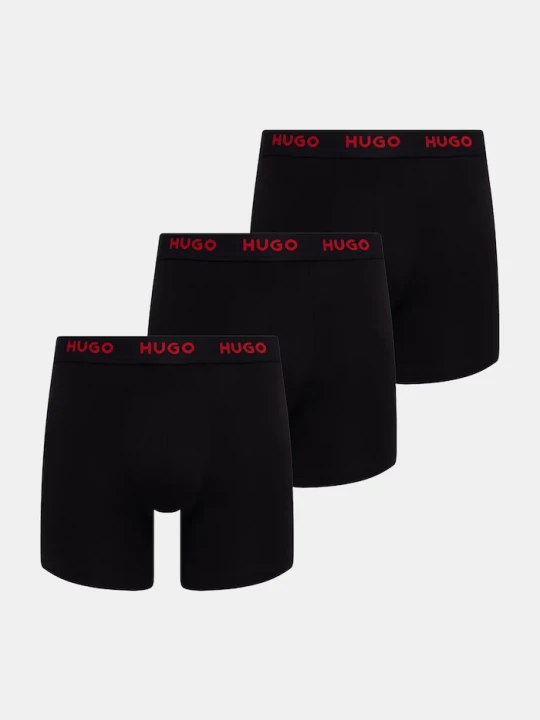 Zdjęcie produktu HUGO bokserki męskie bawełniane z elastanem BOXERBR TRIPLET PACK 3-pack czarny