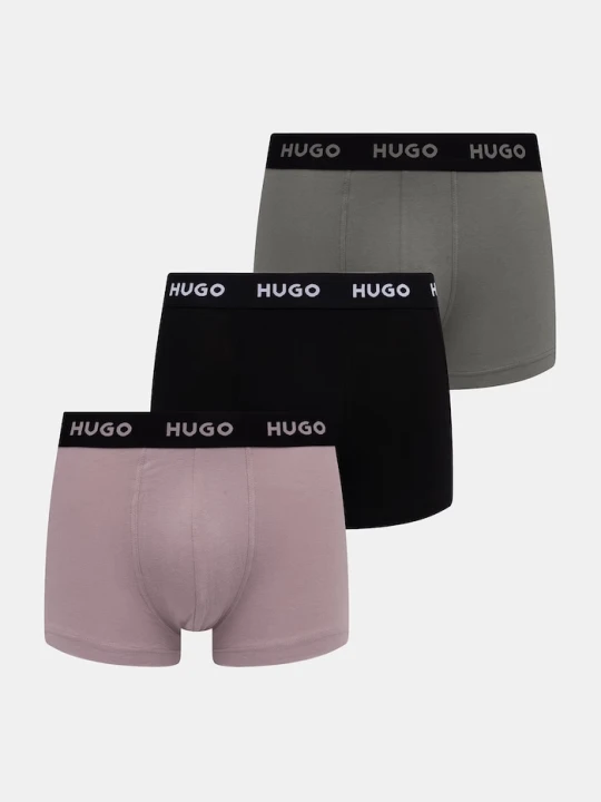 Zdjęcie produktu HUGO bokserki męskie bawełniane z elastanem TRUNK TRIPLET PACK 3-pack fioletowy