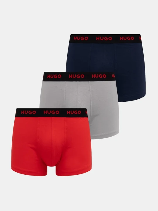 Zdjęcie produktu HUGO bokserki męskie bawełniane z elastanem TRUNK TRIPLET PACK 3-pack czerwony