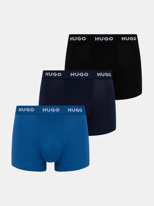Zdjęcie produktu HUGO bokserki męskie bawełniane z elastanem TRUNK TRIPLET PACK 3-pack niebieski